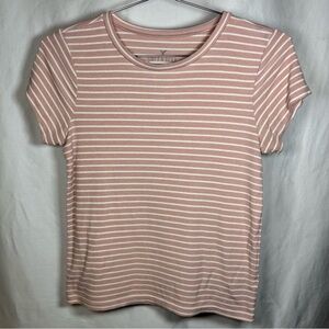 American Eagle Soft & Sexy Rib Baby Tee T-shirt Pink White Soft Women's Medium